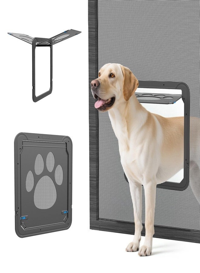 PETLESO Large Dog Door for Screen Door, Easy Install Lockable Pet Screen Door for Sliding Door, Doggy Screen Door, Gray, Inside size: 14''x12'' - Image 1